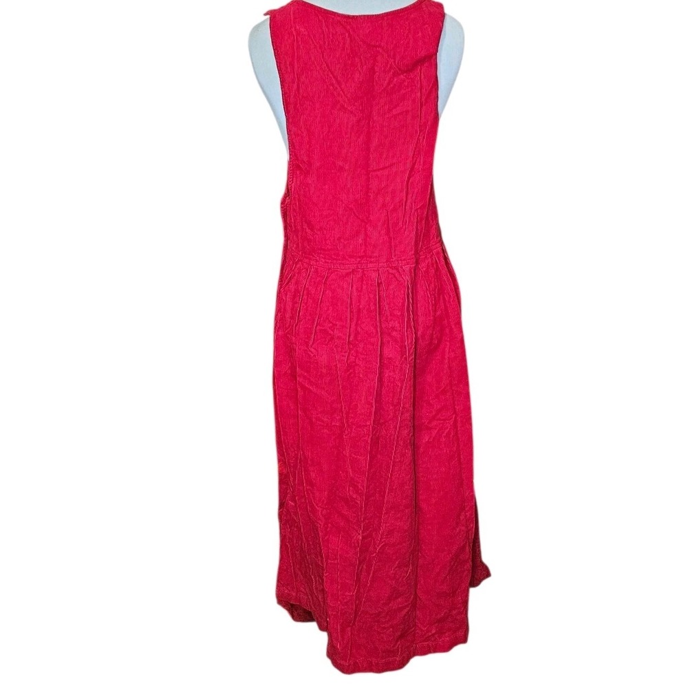 Laura Gayle Vintage Red‎ Corduroy Wreath Embroidered Jumper Dress Womens Small - Picture 3 of 8